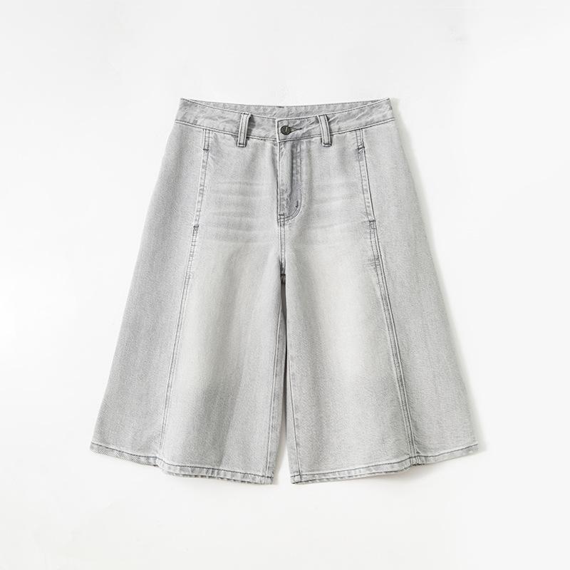 ワイドパンツ レディース 七分丈 デニムパンツ ジーパン クロップドパンツ デニム...