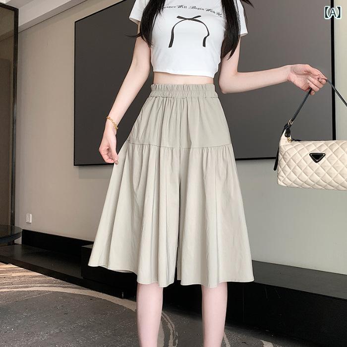 キュロットパンツ レディース 七分丈 ガウチョパンツ ワイドパンツ ハイウエスト ...