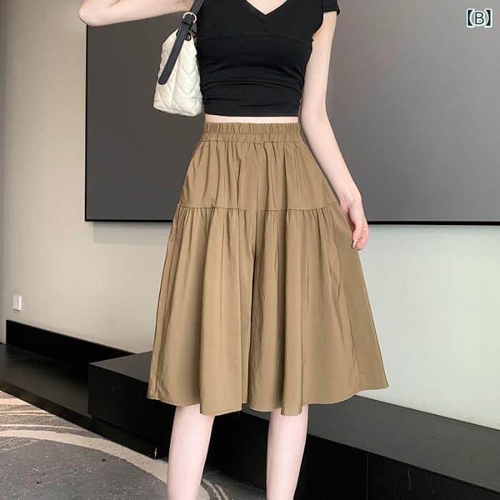 キュロットパンツ レディース 七分丈 ガウチョパンツ ワイドパンツ ハイウエスト ...