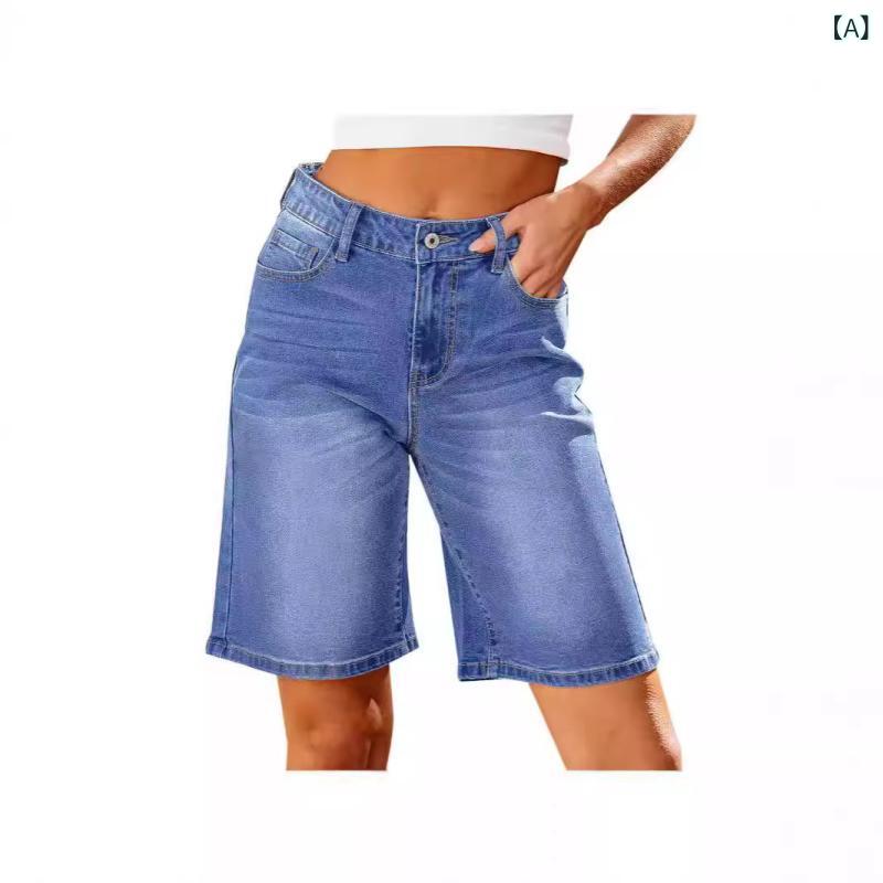 デニムパンツ レディース 七分丈 クロップドパンツ ウォッシュ加工 ストレッチ ウ...