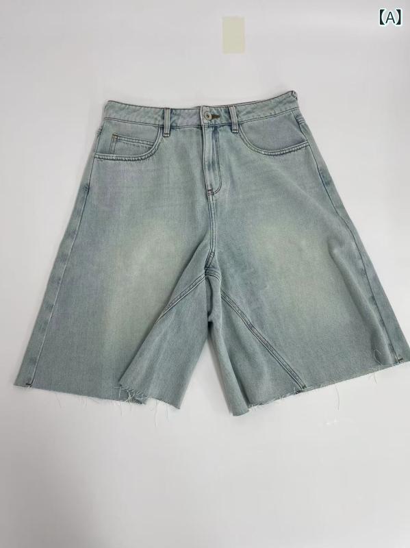 ショートパンツ レディース デニム 七分丈 クロップドパンツ Aライン 毛辺 カット...