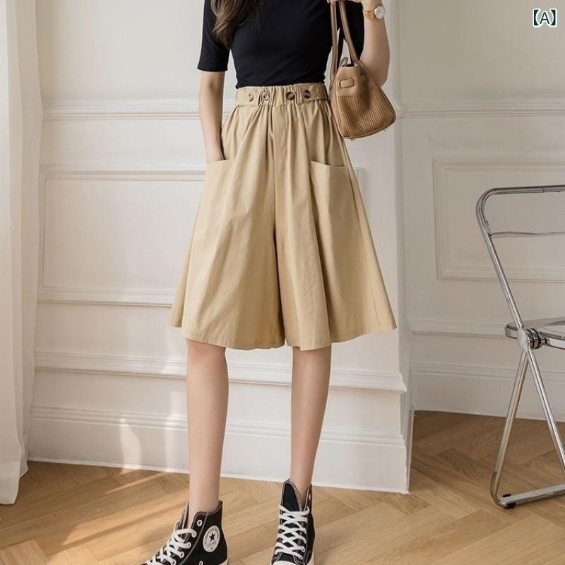 キュロットパンツ レディース 七分丈 ワイドパンツ ハーフパンツ 薄手 涼しい ウエ...