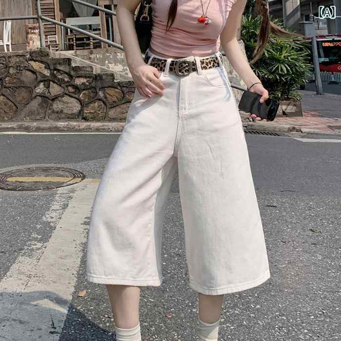 ショートパンツ レディース デニム 七分丈 パンツ ストレート ワイドレッグ 膝下丈...