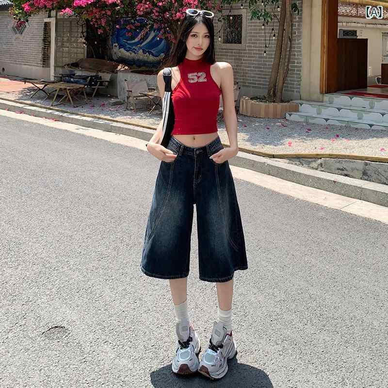 デニムパンツ レディース ジーパン 七分丈 クロップドパンツ ヴィンテージ風 ウォ...