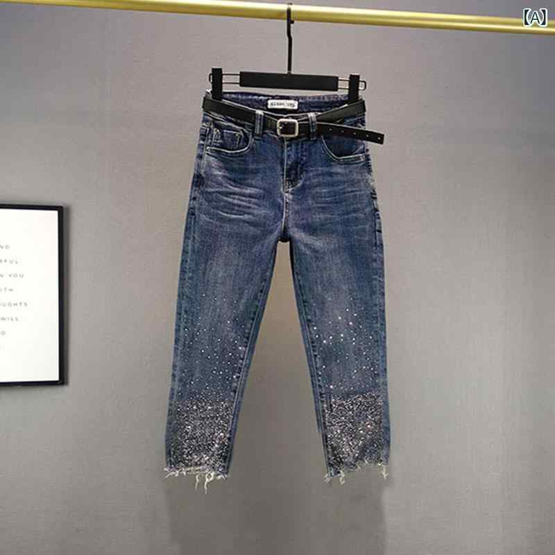 デニムパンツ レディース 七分丈パンツ テーパードパンツ ジーンズ ボトムス 伸縮...