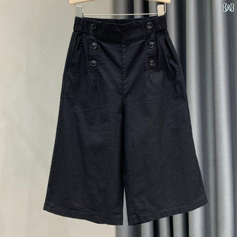 ハーフパンツ レディース コットン素材 闊腿パンツ 七分丈 ワイドパンツ 涼感 薄手 体型カバー ウエストゴム 無地 通気性 ボトムス 動きやすい ゆったり カジュアル 普段着 夏用 スポーティー