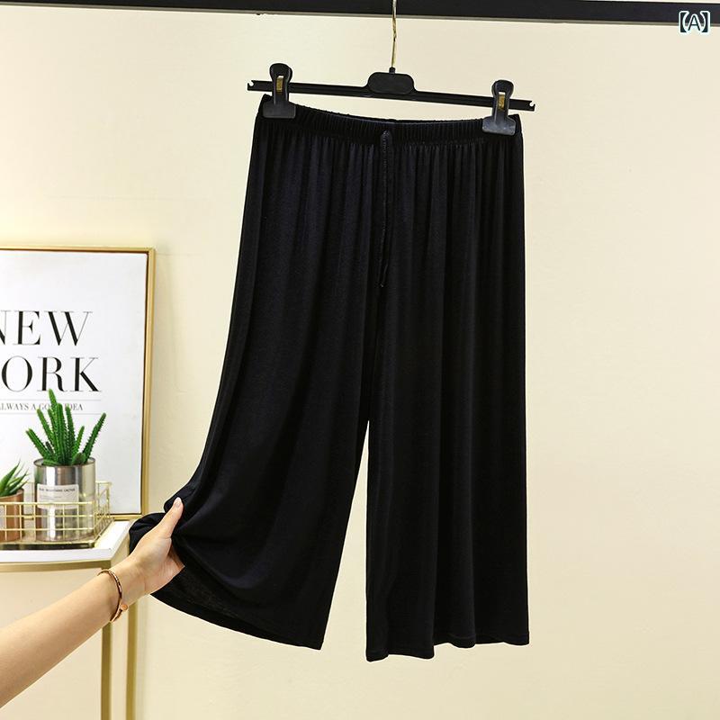 ガウチョパンツ レディース 7分丈 ワイドパンツ モダール素材 リラックスパンツ ゆ...