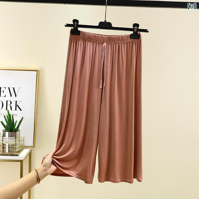 ガウチョパンツ レディース 7分丈 ワイドパンツ モダール素材 リラックスパンツ ゆ...