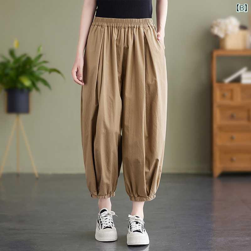 七分丈パンツ レディース ワイドパンツ サルエルパンツ 束脚 ジョガーパンツ 薄手 ...