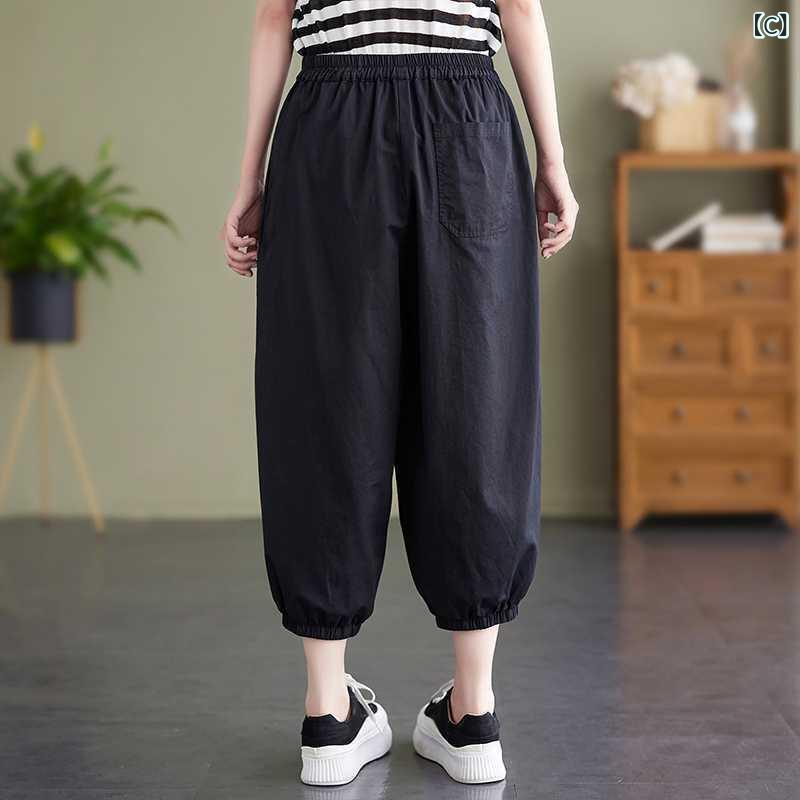七分丈パンツ レディース ワイドパンツ サルエルパンツ 束脚 ジョガーパンツ 薄手 ...