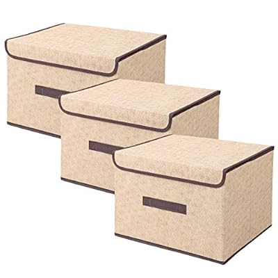 アストロ 収納ケース ライトベージュ 3個組 不織布 軽量 フタ付き 収納ボックス カラーボックス対応 折..