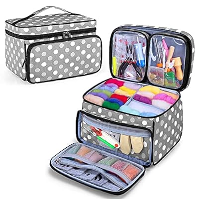 Luxja フェルトツール収納バッグ 羊毛フェルトキット収納ケース (バッグのみ) グレードット