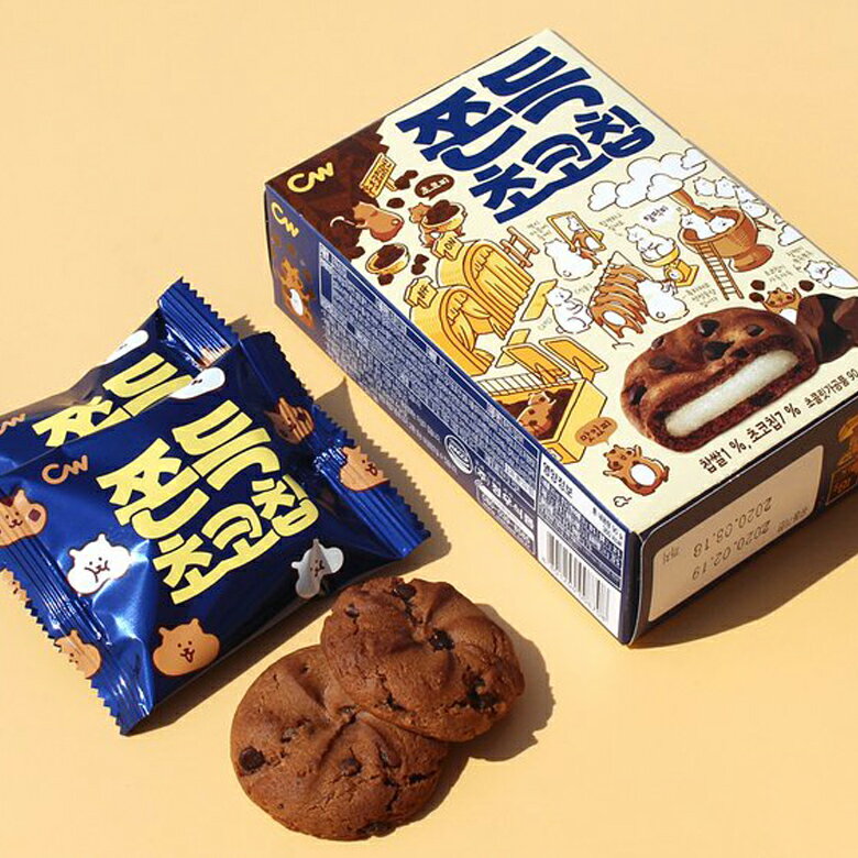 【賞味2025-11-13】 餅チョコチップ 90g(18×5P） CW チョンウ チョコチップクッキー チョコケーキ 韓国お菓子 韓国食品 韓美食アウトレット 訳アリのサムネイル