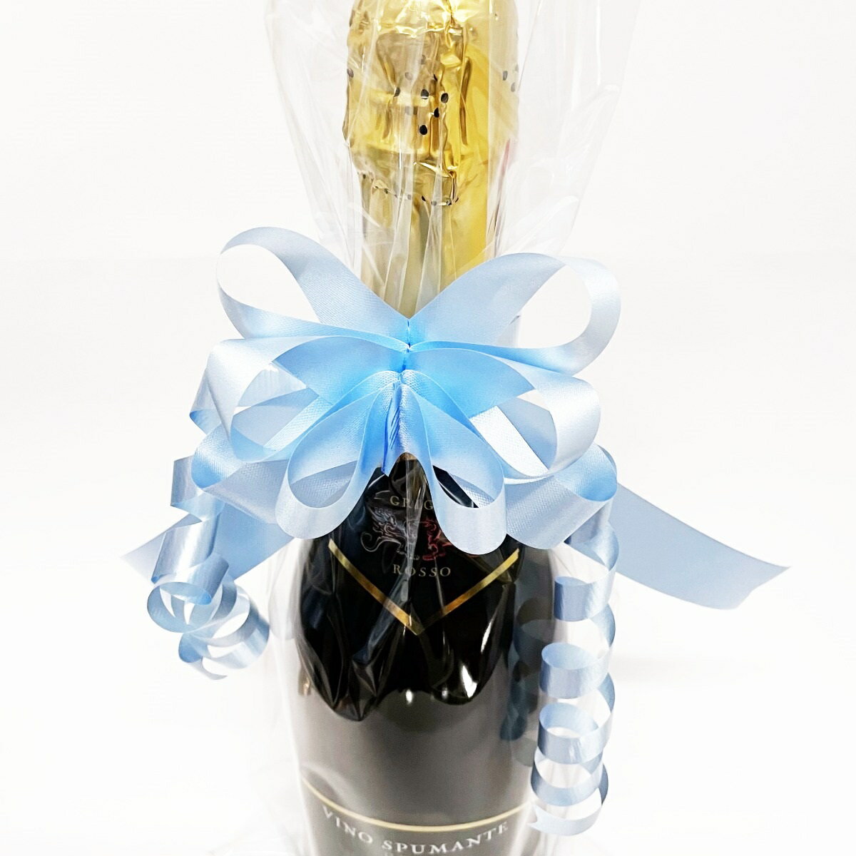 簡易ラッピング【ライトブルー】(透明袋&リボン)