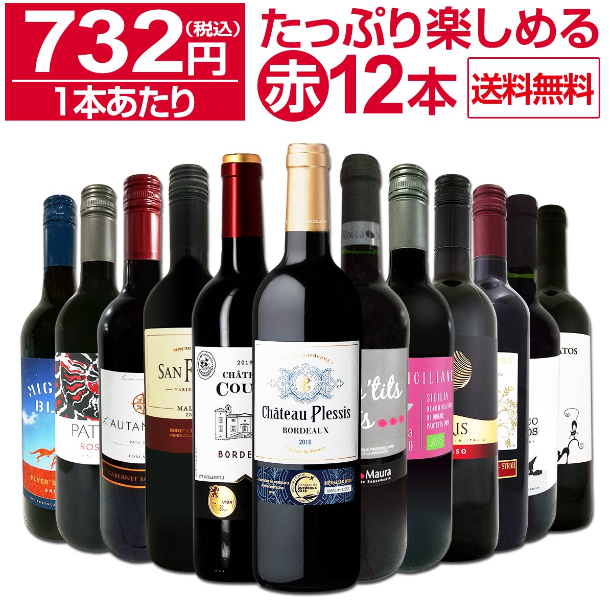 【送料無料】第31弾！1本あたり732円(税込)!!採算度外視の大感謝!厳選赤ワイン12本セットワイン ワインセット セット 赤ワインセット 赤ワイン 赤 飲み比べ ギフト プレゼント 750ml