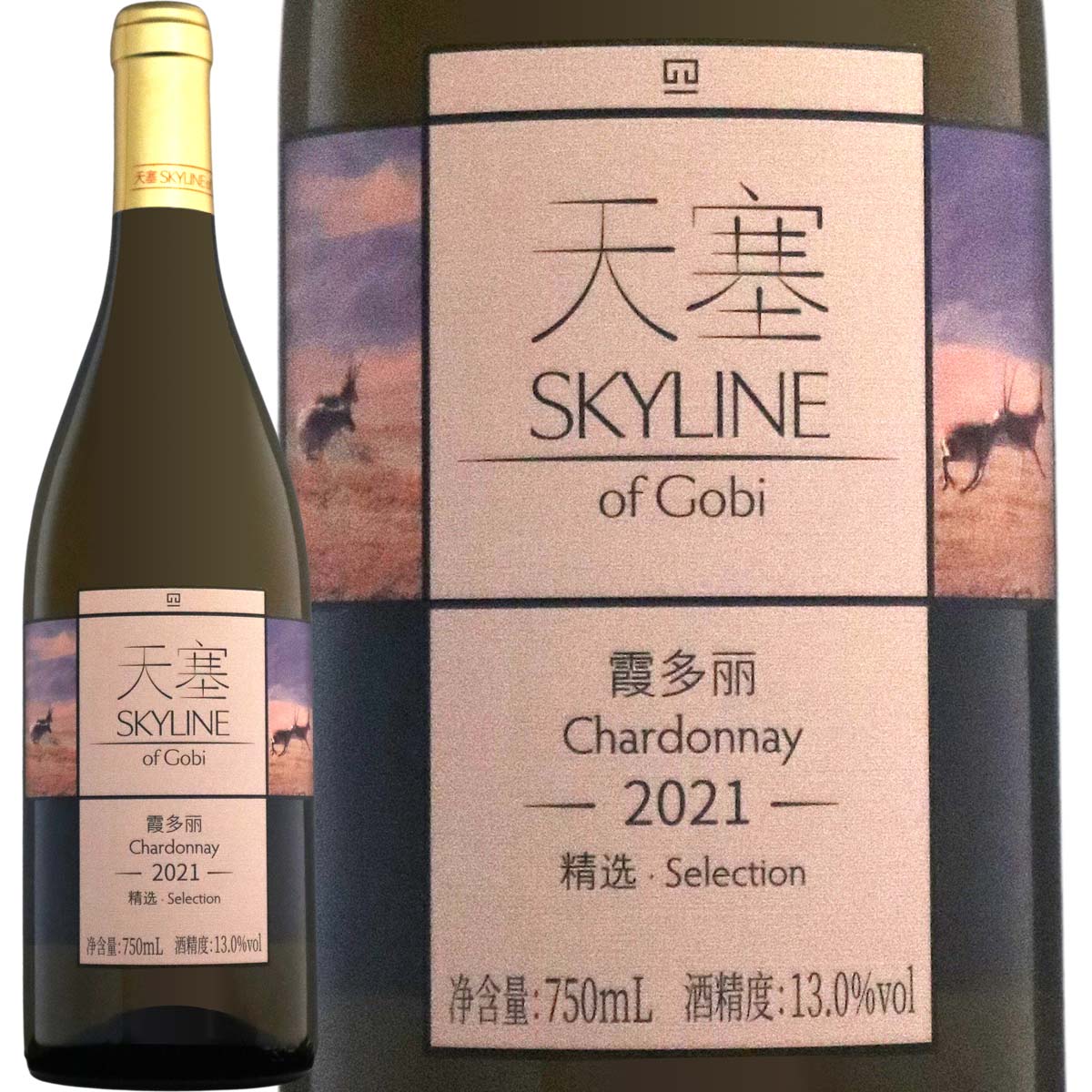 テンサイ スカイライン・オブ・ゴビ セレクション シャルドネ　2021【中国】【白ワイン】【750ml】【ミディアムボディ】【辛口】