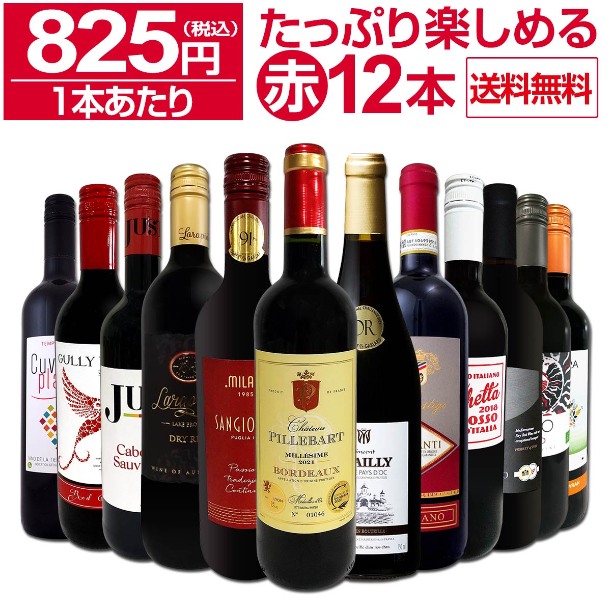 【送料無料】第64弾！1本あたり825円(税込)!!採算度外視の大感謝!厳選赤ワイン12本セット