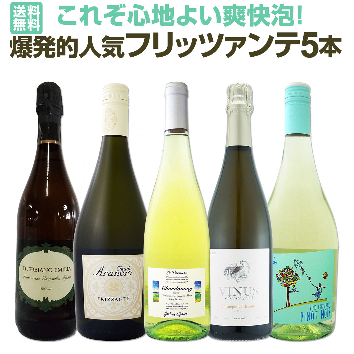スパークリングワイン セット 送料無料 これぞ心地よい 爽快 泡 爆発的人気 フリッツァンテ 5本セ ...