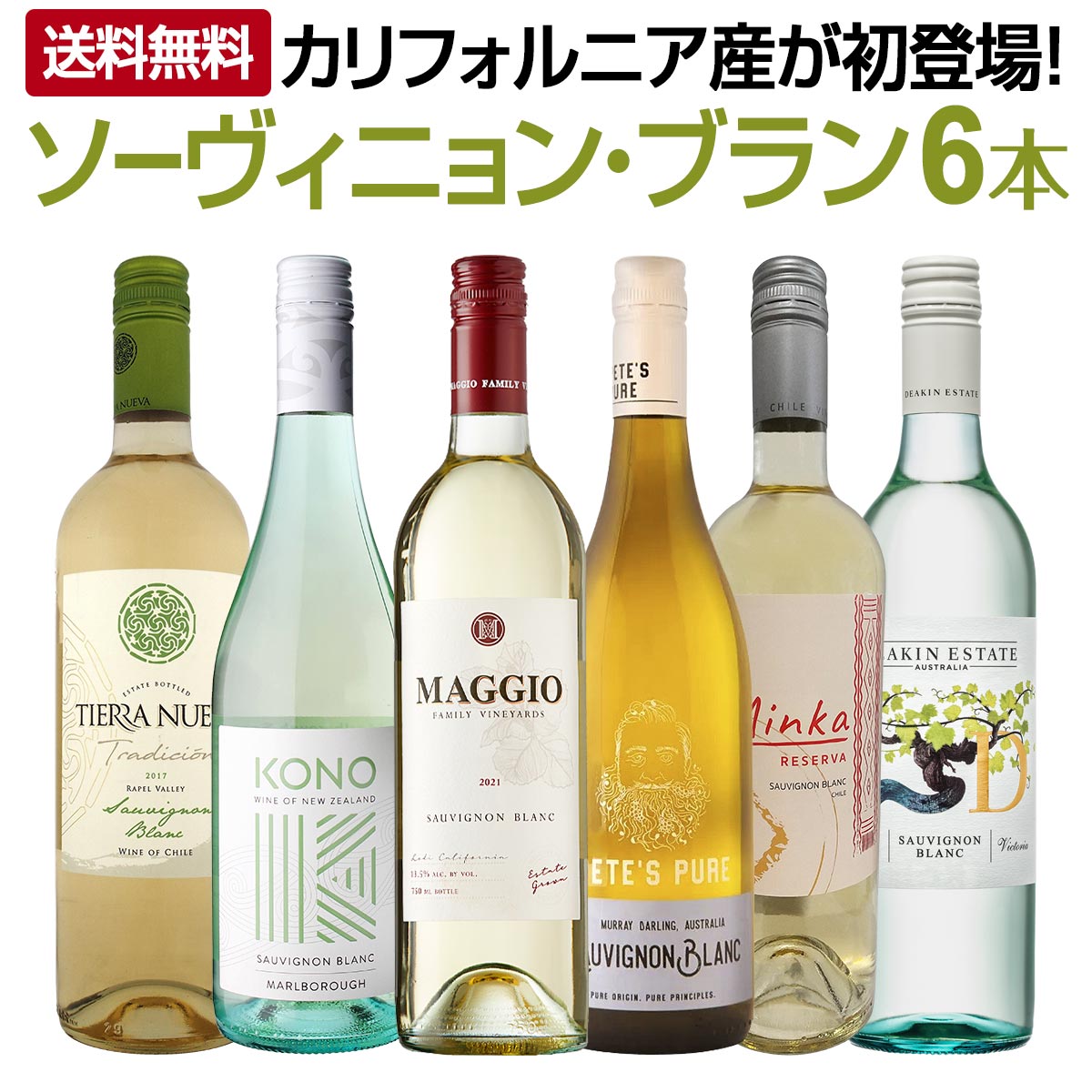 【送料無料】カリフォルニア産ソーヴィニョン・ブランが初登場！爽快さわやかなソーヴィニョン・ブラン厳選6本!!