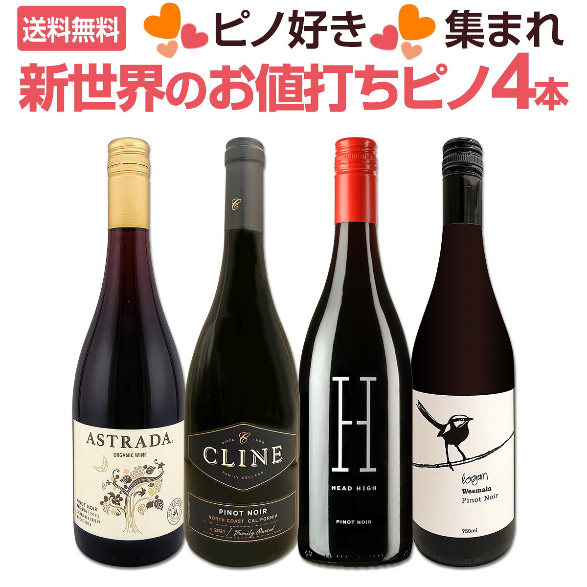 【送料無料】当店独自輸入のオーガニック・ピノ・ノワールが登場！ワンランク上質な新世界ピノ・ノワール4本セット！