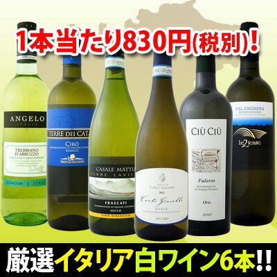 【お盆も通常営業】【送料無料】特大感謝の厳選イタリア白ワイン大放出6本セット!!【クール便別途 216円】