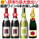 【送料無料】訳あり品大放出！当店が厳選したワインのみ4本お楽しみ袋！ワイン ワインセット セット 赤ワインセット 赤ワイン 赤 白ワ..