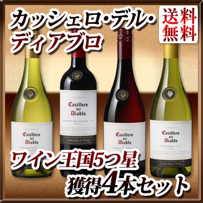 【送料無料】カッシェロ・デル・ディアブロ ワイン王国5つ星★★★★★獲得4本セット!!