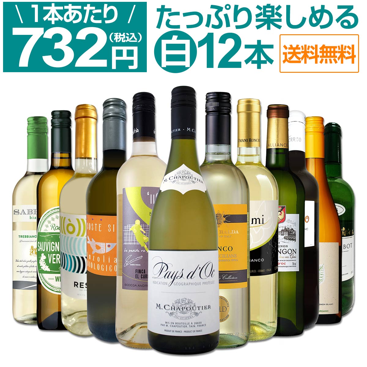 【送料無料】第19弾！1本あたり732円(税込)!!採算度外視の大感謝!厳選白ワイン12本セット