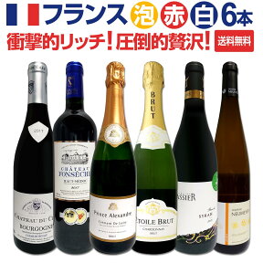 【送料無料】30%OFF！衝撃的リッチ！格上クレマンもオーメドックもブルゴーニュも高級南仏まで！圧倒的贅沢なるフランス極旨赤白泡6本！