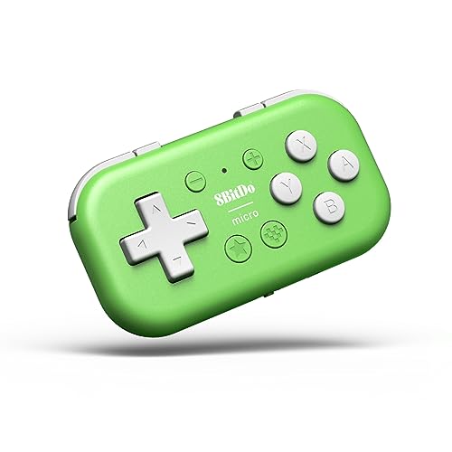 8BitDo Micro BluetoothゲームパッドポケットサイズミニコントローラSwitch、Android、Raspberry Pi用、キーボードモード対応 (Green