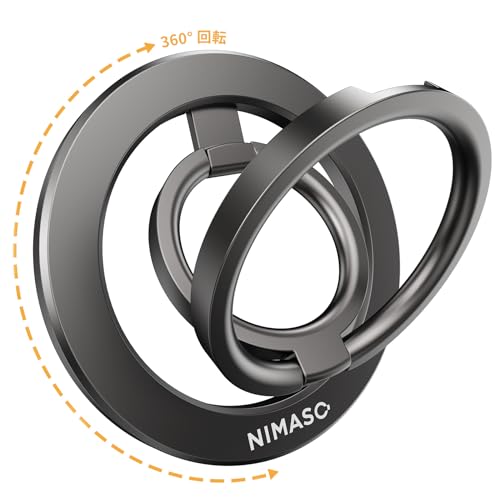 NIMASO スマホリング MagSafe対応 スマホリング マグネット式 スマホ落下防止 角度調整可能 金属リング付き iPhone、Androidなど全機