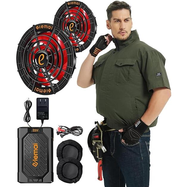 2024 NEWモデル ファン付き作業服 25000mAh 超高出力36V ファンバッテリーセット 空冷調節作業服 猛暑対策必須品 綿100%　[ライフインテリア専門店]