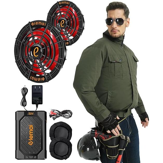 2024 NEWモデル ファン付き作業服 25000mAh 超高出力36V ファンバッテリーセット 空冷調節作業服 猛暑対策必須品 綿100%　[ライフインテリア専門店]