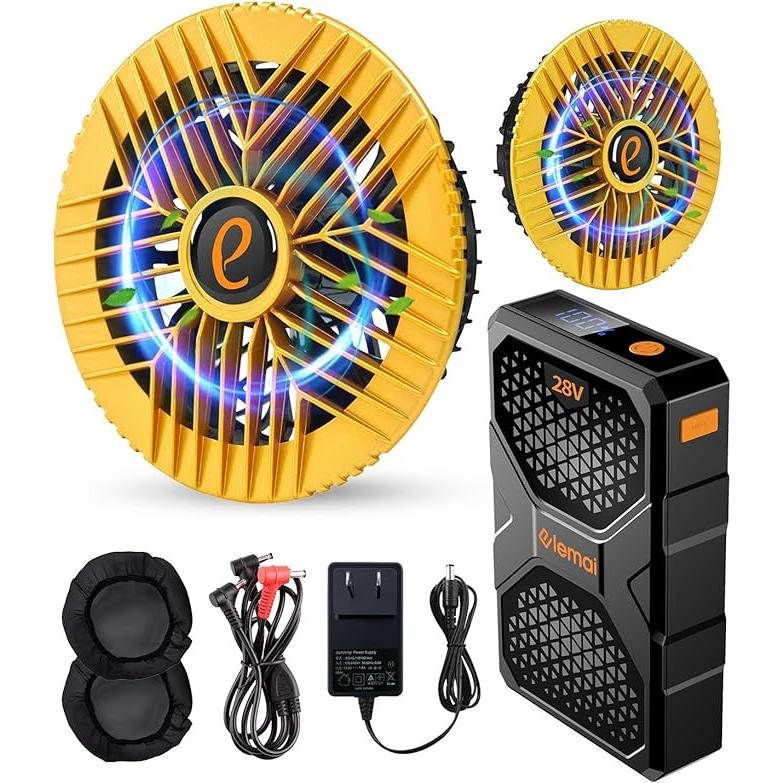 2025年NEWモデル 28V超高電圧出力 30000mAh大容量 ファン付き作業服対応 ファンバッテリー セット防水防塵付き 防塵カバー付き 熱中症対策[ライ...