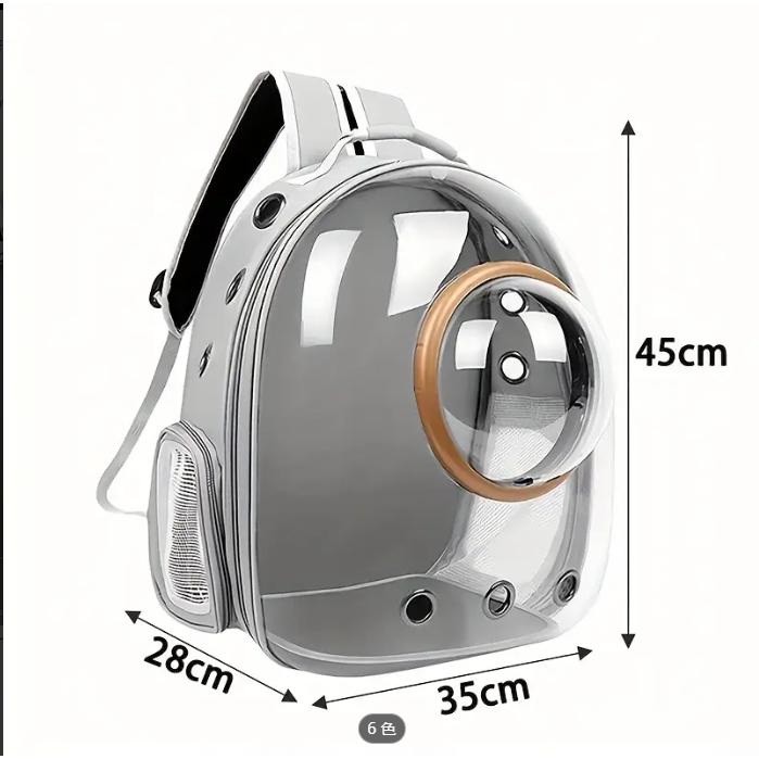 かわいい猫＆犬用ペットバックパック - ドーム窓付きハードシェルキャリア、通気口