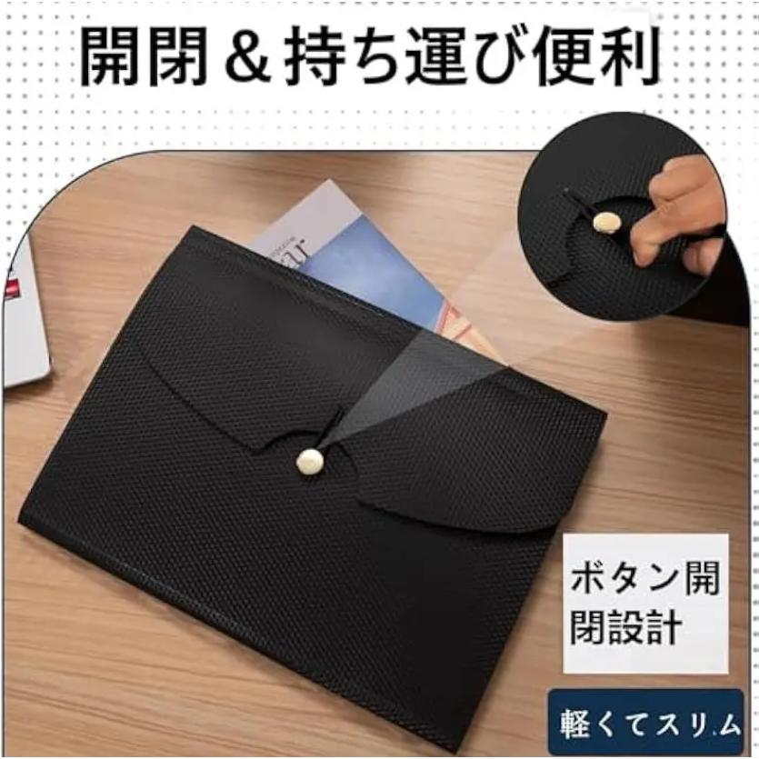 スナップクロージャー付きA4 7ポケット拡張ファイルフォルダー - 軽量で高品質なPP素材、カラーコードラベル＆クリアポケット、オフィス