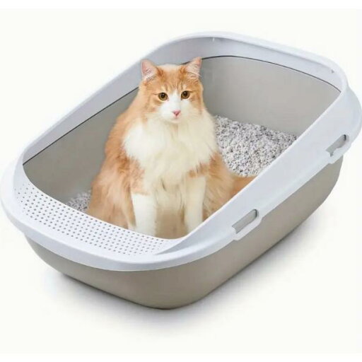 メガトレイ 大型猫用トイレボックス、こぼれ防止カバー付き・散布防止グリッド取り外し可能、耐久性のあるグレー製トレイ メガトレイ 大型猫用トイレボックス、こぼれ防止カバー付き・散布防止グリッド取り外し可能、耐久性のあるグレー製トレイ