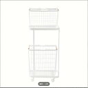 洗濯かご2階洗濯車+かご3点セットホイール付き洗濯車ハンドル付き分離洗濯かご洗濯ストック大容量最大56 L