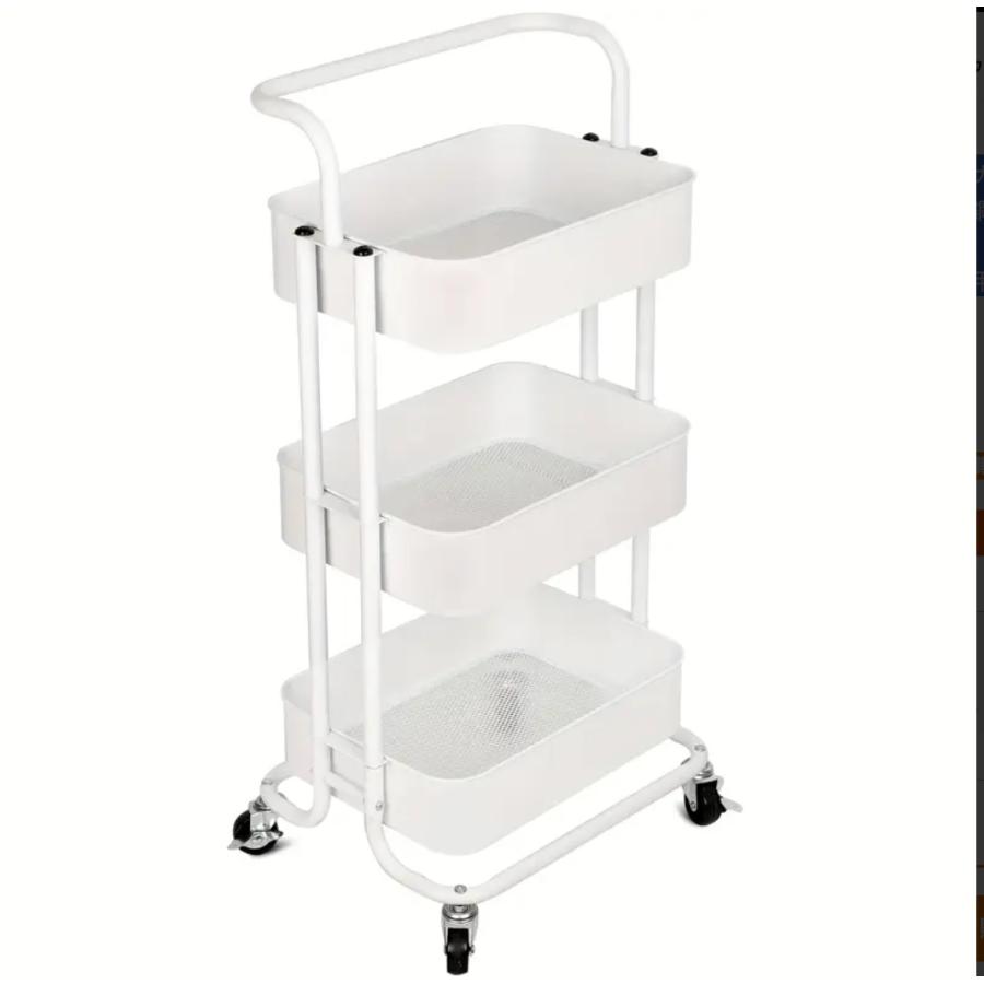 3段階のキッチンカート、60kgまでの荷重を耐えることができます。組み立てが簡単で、鋼製で大容量です。サイドカート、ストレージカート、キッチンラック、イン