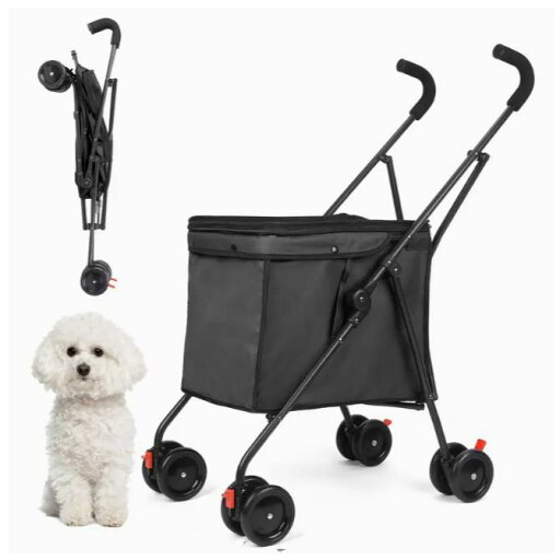 多機能ピンク犬用ストローラー&ショッピングカート - 耐久性のあるオックスフォード生地、操作性の良い、安全なロックシステム 多機能ピンク犬用ストローラー&ショッピングカート - 耐久性のあるオックスフォード生地、操作性の良い、安全なロックシステム