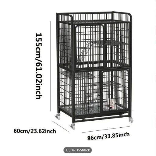特大サイズのメタルキャットケージ - 簡単組立、複数の猫用ポータブル屋内ペットハウス、耐久性のある屋外用ブラックファニチャー 特大サイズのメタルキャットケージ - 簡単組立、複数の猫用ポータブル屋内ペットハウス、耐久性のある屋外用ブラックファニチャー