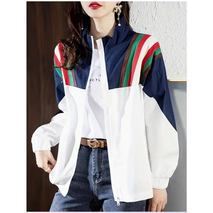 立ち襟 日焼け止め服 レディース 大きいサイズ ゆったり ウインドブレーカー 紫外線防止 薄手 通気 速乾 アウター アウトドア 冷房対策 おしゃれ ホワイト