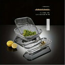 2個セット ステンレス製ドレンバスケット - キッチン用スクエアワイヤーメッシュストレーナー、果物&野菜の洗浄、油濾過、保管用、耐久性&食品安全設計