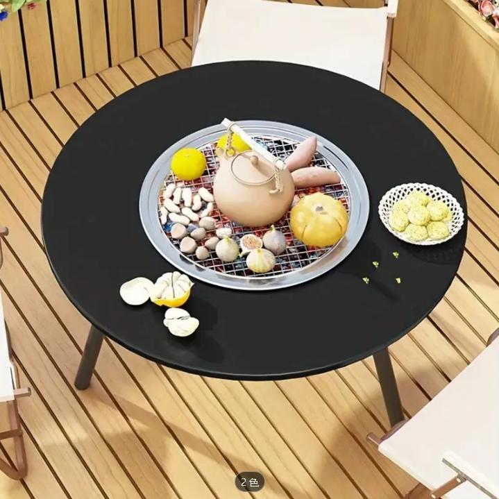 携帯用無煙チャコールグリル＆多機能アウトドアBBQグリルとファイヤーピット付き - コンパクトキャンプテーブル、