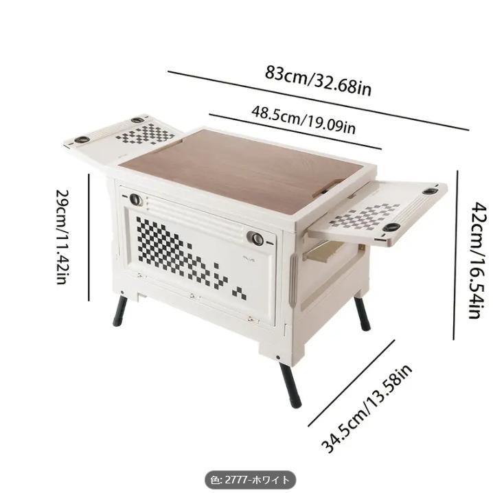 フリップトップ蓋付き高品質折りたたみ式アウトドア収納ボックス - キャンプ、ピクニック、車のトランク＆家庭用オーガナイザー、ピクニック必需品キャリア