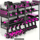 工具収納ボックス、8ドリルホルダー壁掛け、4段ガレージ工具オーガナイザーと収納ラック、フック/ドライバーホルダー/プライヤーホルダー(4)