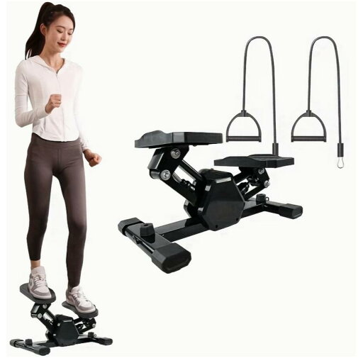 ビミティステッパー | 頑丈な鉄製構造 | エアロビックフィットネス&脚トレーニング用の黒い屋内運動器具 | テンションバンド付き調整可能抵抗 | 静かな動作 ビミティステッパー | 頑丈な鉄製構造 | エアロビックフィットネス&脚トレーニング用の黒い屋内運動器具 | テンションバンド付き調整可能抵抗 | 静かな動作