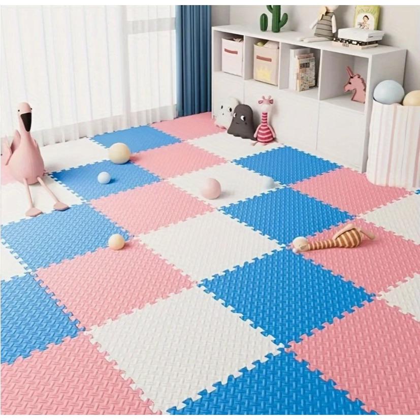 60個のクロスパターフォームマットスーツ、EVAステッチタイル、ヨガ、おもちゃの部屋-さまざまな色の組み合わせ