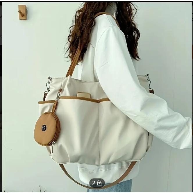 大容量トート、ミニマリストナイロンショルダーバッグ、レディースハンドバッグ通勤用ショッパーバッグ