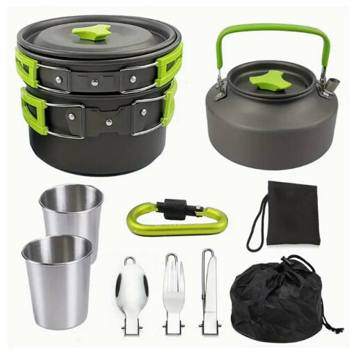 2-3人用調理セット、収納バッグ付き、アウトドアキャンプ用品、家族用食器、食器セット、鍋セット、調理器具セット、キャンプ、防災、登山、軽量 2-3人用調理セット、収納バッグ付き、アウトドアキャンプ用品、家族用食器、食器セット、鍋セット、調理器具セット、キャンプ、防災、登山、軽量